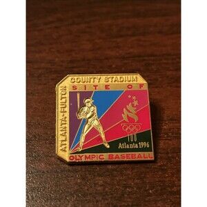 1996 Atlanta Olympics Atlanta-Fulton County Stadium Baseball Site Lapel Hat Pin